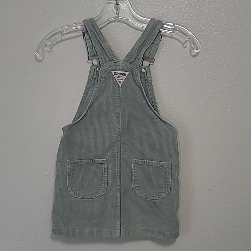 OshKosh B'gosh Soft Green Corduroy Overall Jumper Dress 6/6X